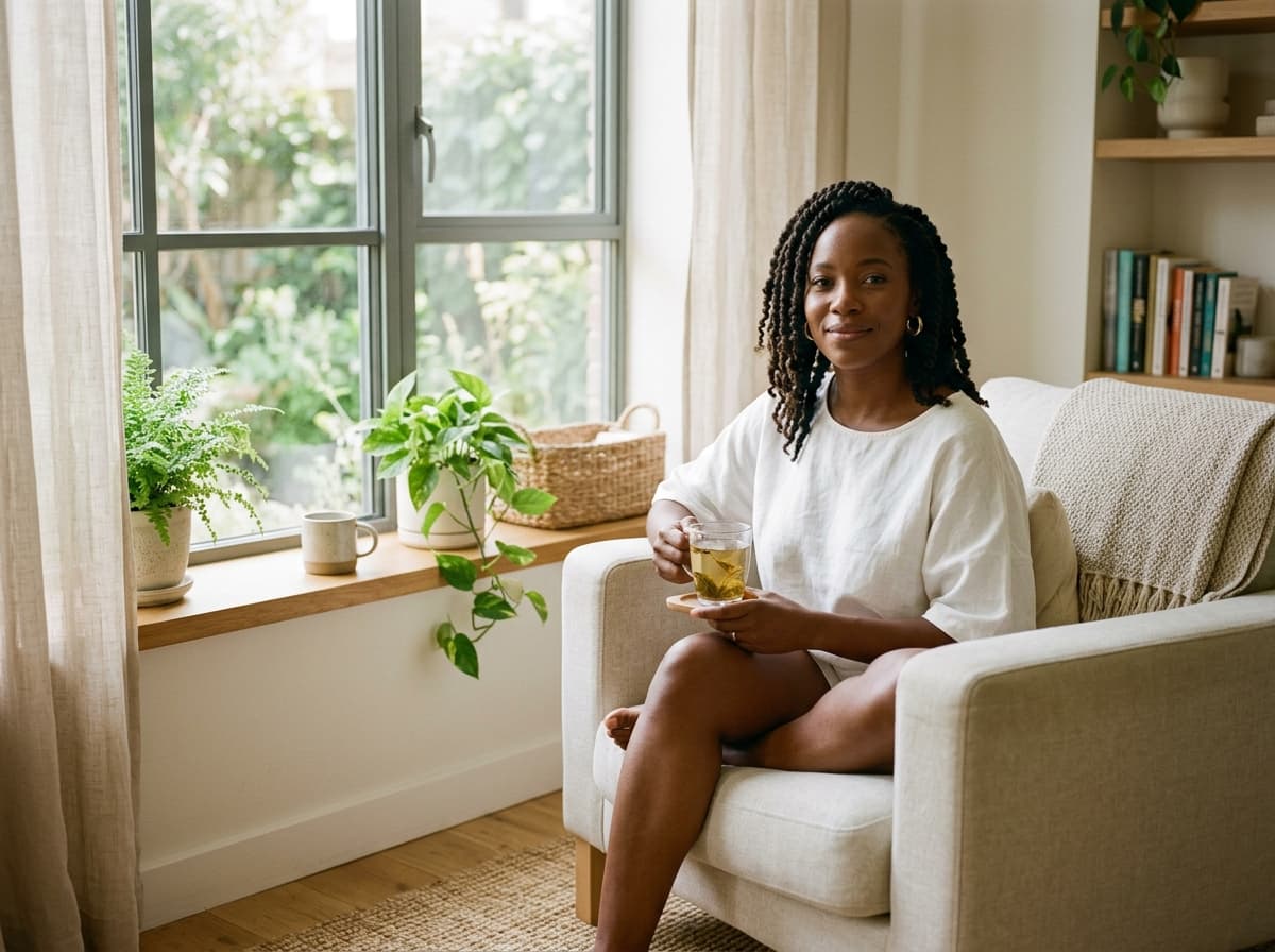 African woman in comfortable, empowering women's health consultation
